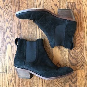 rag & bone Black Suede Booties Stacked Heel